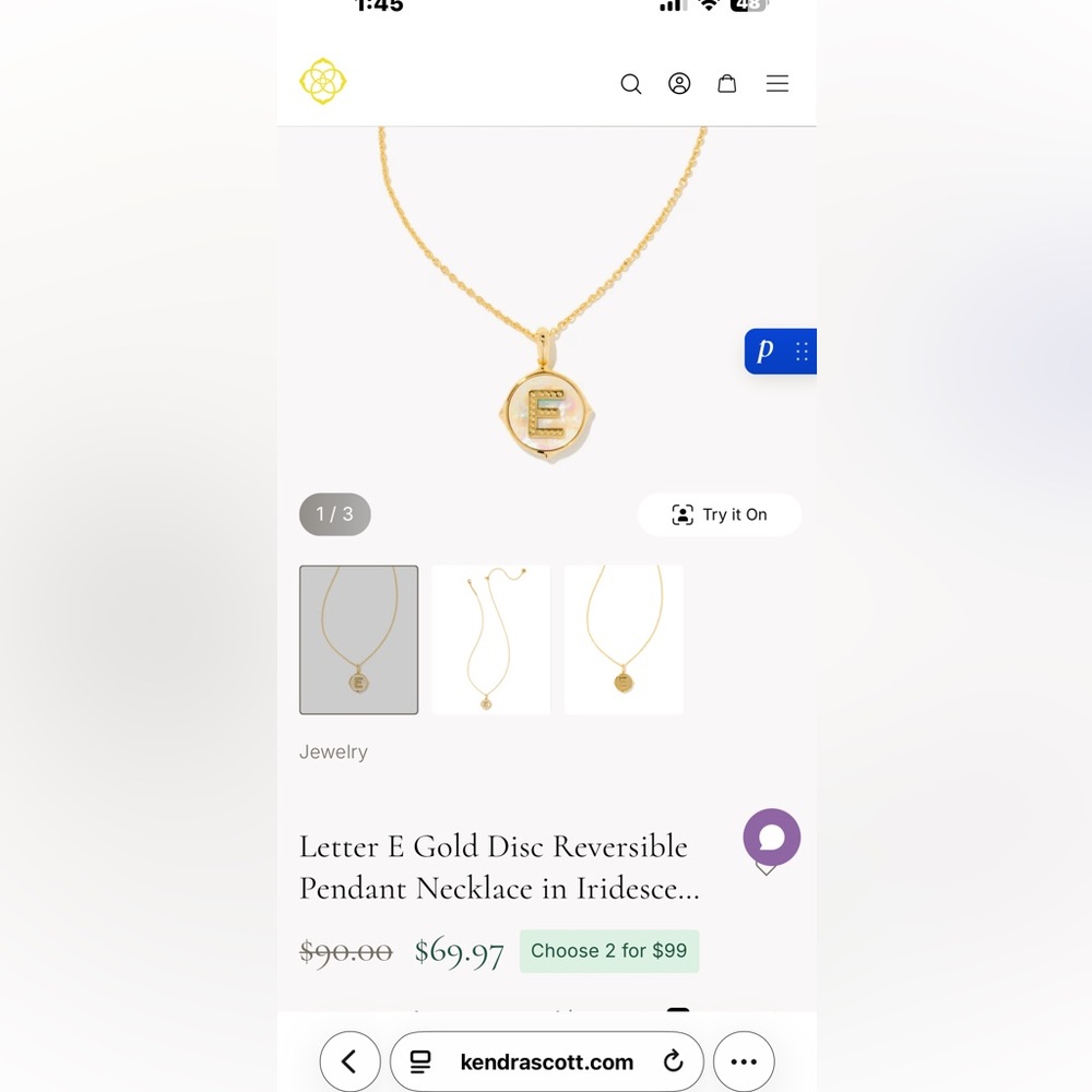 Kendra Scott Gold Initial Pendant Necklace